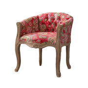 LIVARA Bohemian Vintage Accent Armchair - Colorful Fabric Upholstery, Solid Wood Frame, Tufted Backrest, Elegant Living Room Single Sofa Chair - Pink