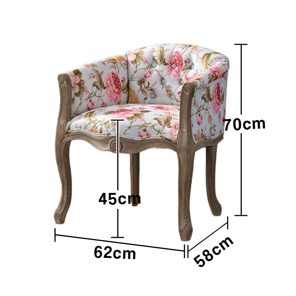 LIVARA Color Patchwork Vintage Accent Armchair - Colorful Patchwork Fabric Upholstery, Solid Wood Frame, Tufted Backrest, Elegant Living Room Single Sofa Chair - Pink