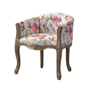 LIVARA Color Patchwork Vintage Accent Armchair - Colorful Patchwork Fabric Upholstery, Solid Wood Frame, Tufted Backrest, Elegant Living Room Single Sofa Chair - Pink