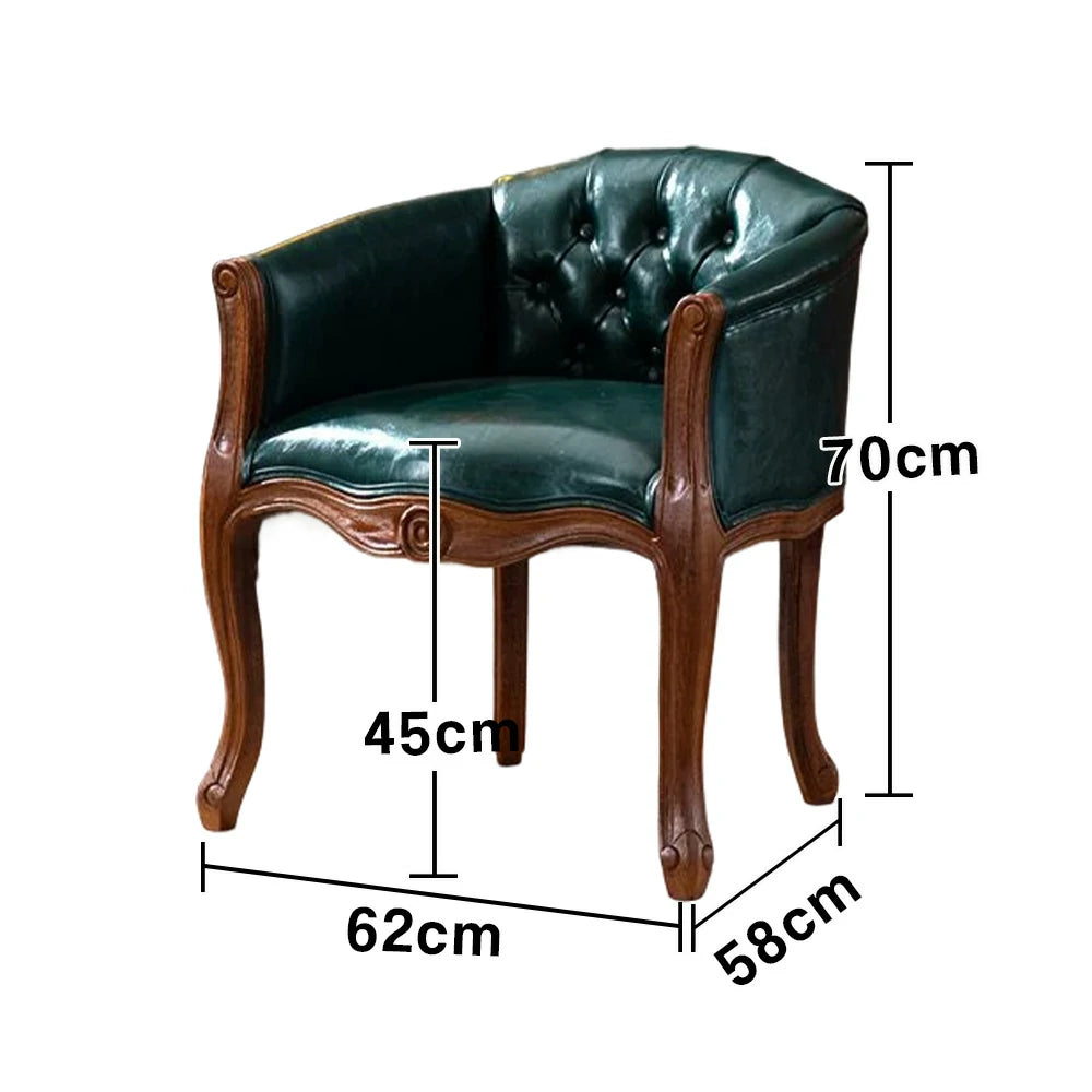 LIVARA Color Patchwork Vintage Accent Armchair - Colorful Patchwork Fabric Upholstery, Solid Wood Frame, Tufted Backrest, Elegant Living Room Single Sofa Chair - Green