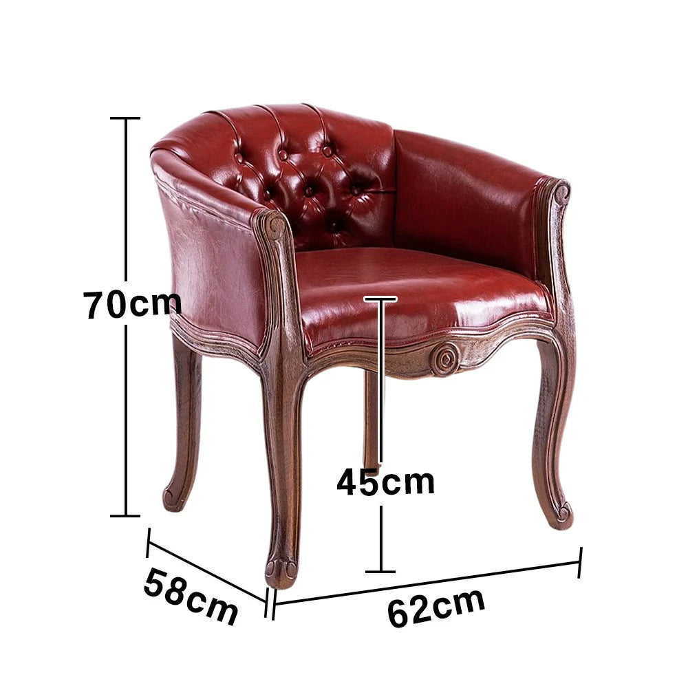 LIVARA Color Patchwork Vintage Accent Armchair - Colorful Patchwork Fabric Upholstery, Solid Wood Frame, Tufted Backrest, Elegant Living Room Single Sofa Chair - Mahogany