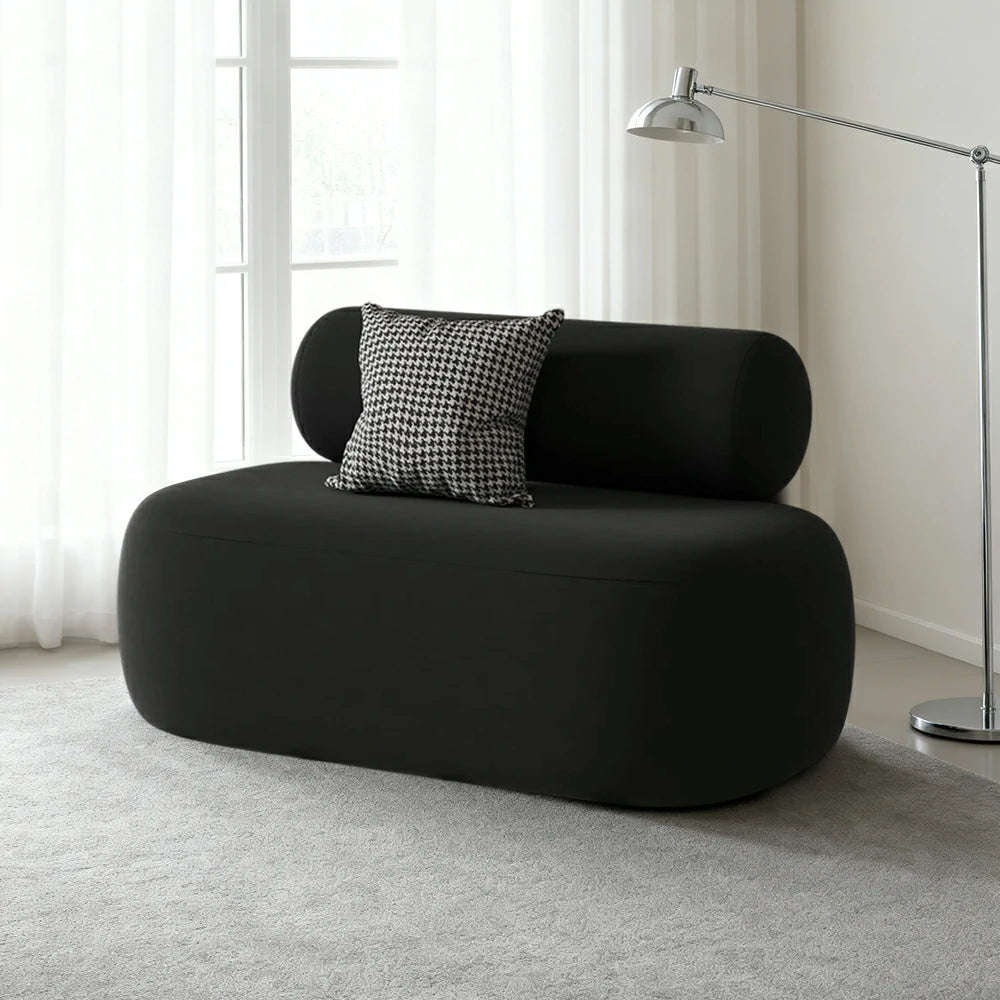 LIVARA 90/120/180cm Sofa Velvet Upholstered, Ergonomic Curved Design, High-Density Sponge, Soft Touch, Durable Comfort - Black