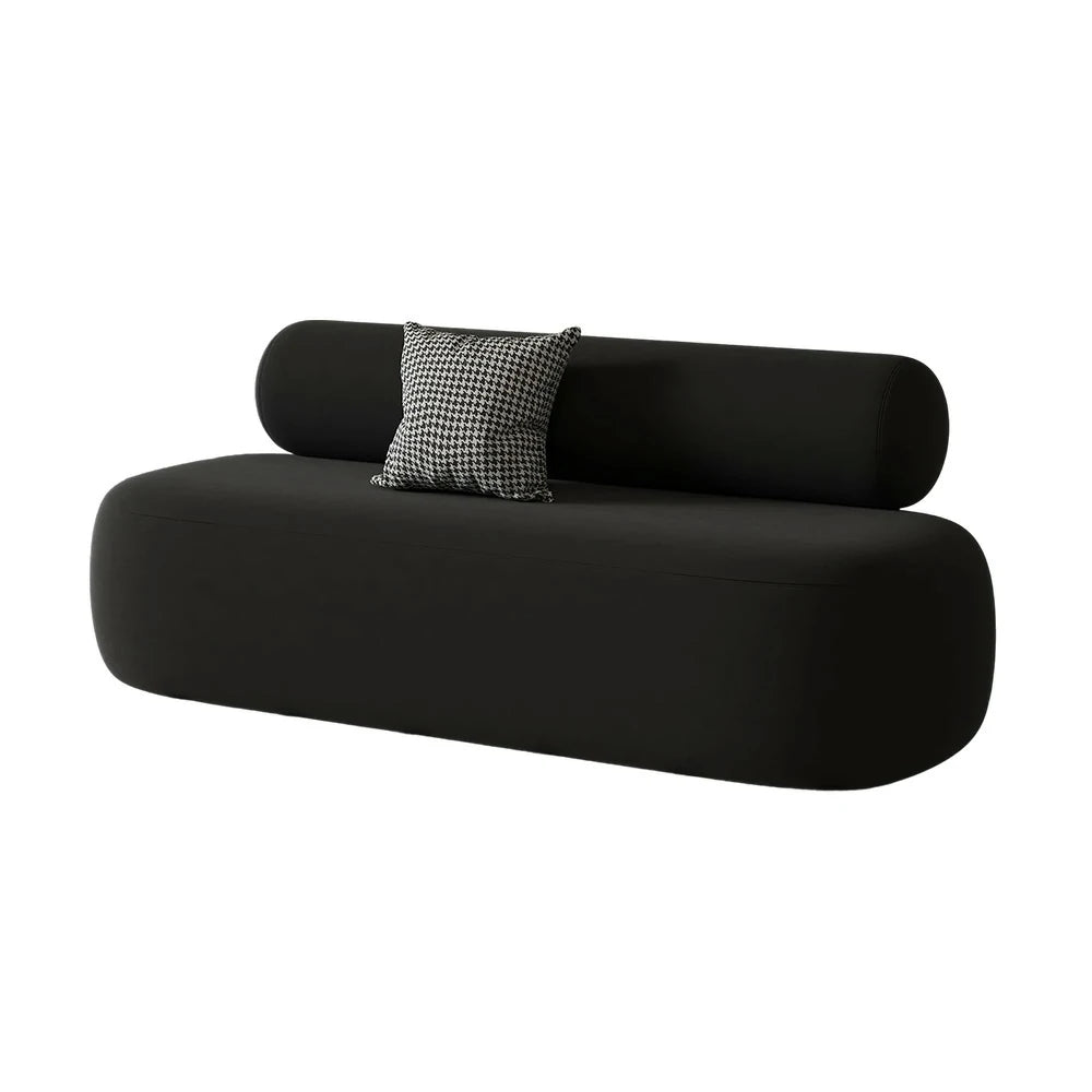 LIVARA 90/120/180cm Sofa Velvet Upholstered, Ergonomic Curved Design, High-Density Sponge, Soft Touch, Durable Comfort - Black