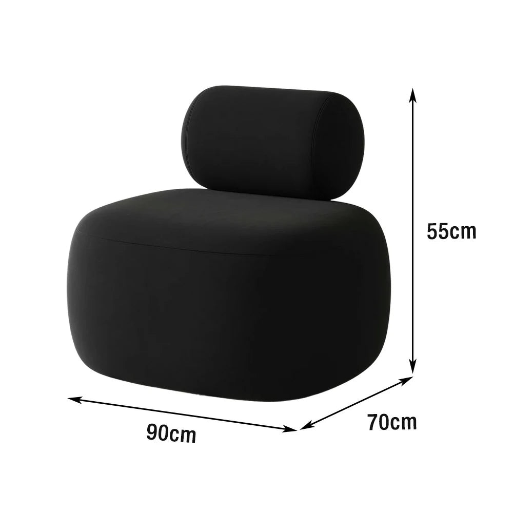 LIVARA 90/120/180cm Sofa Velvet Upholstered, Ergonomic Curved Design, High-Density Sponge, Soft Touch, Durable Comfort - Black