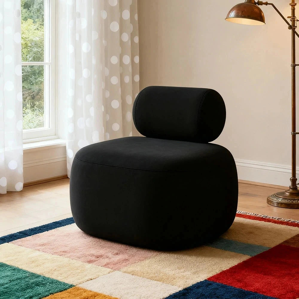 LIVARA 90/120/180cm Sofa Velvet Upholstered, Ergonomic Curved Design, High-Density Sponge, Soft Touch, Durable Comfort - Black