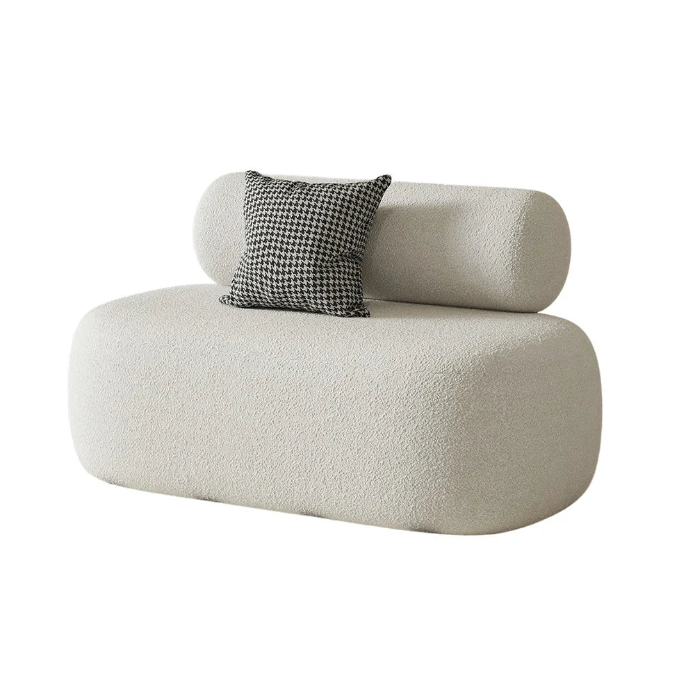 LIVARA 90/120/180cm Sofa Lamb Fleece Upholstered, Ergonomic Curved Design, High-Density Sponge, Soft Touch, Durable Comfort - White