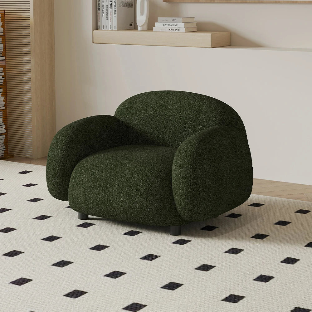 LIVARA 85/145/205cm Sofa Lamb Fleece Upholstered, Ergonomic Curved Design, High-Density Sponge, Soft Touch, Durable Comfort - Green