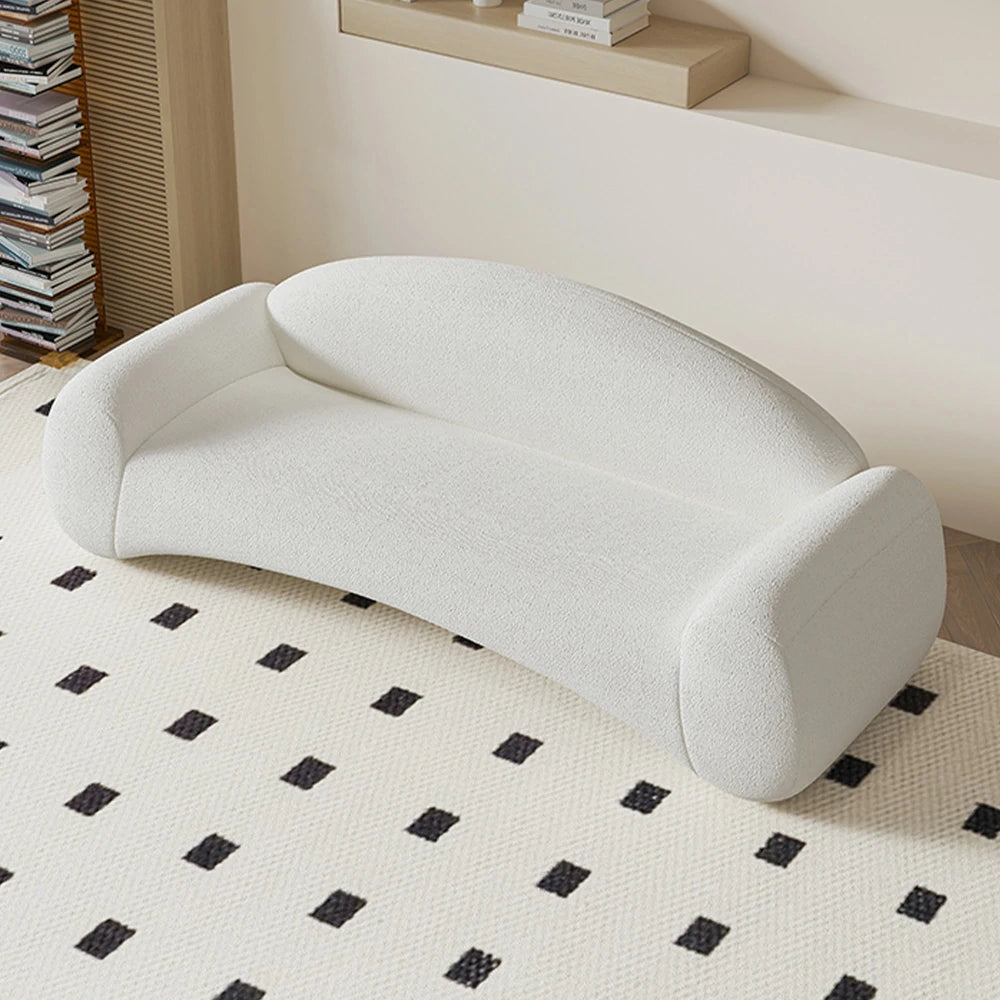 LIVARA 220cm Sofa Matte Velvet Upholstered, Waterproof, Easy-to-Clean, Ergonomic Curved Design, High-Density Sponge - White