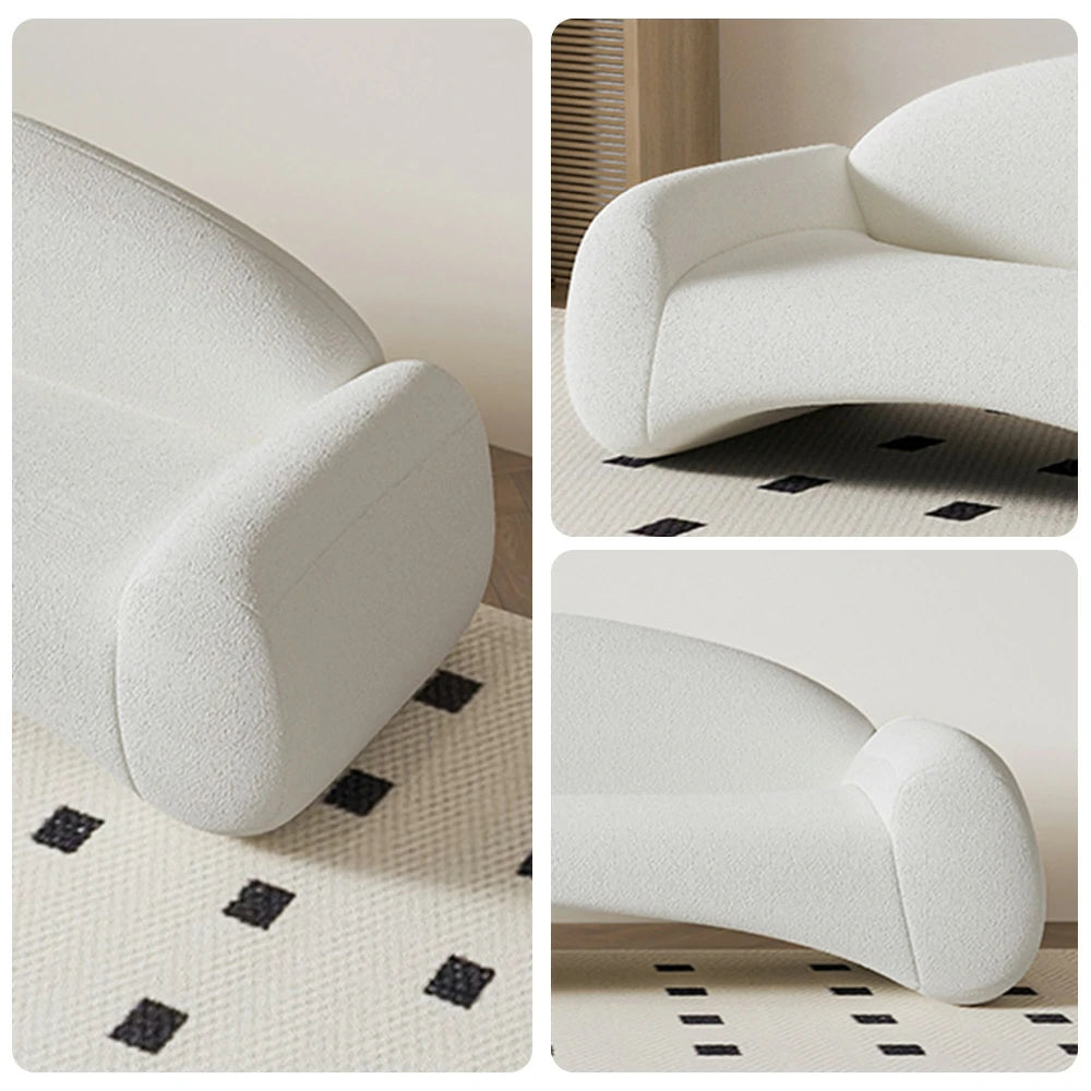 LIVARA 220cm Sofa Matte Velvet Upholstered, Waterproof, Easy-to-Clean, Ergonomic Curved Design, High-Density Sponge - White