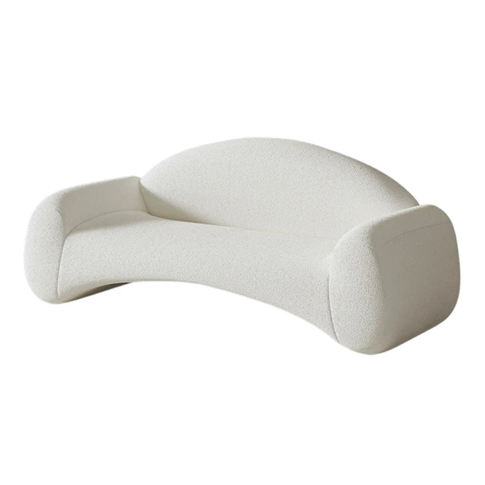 LIVARA 220cm Sofa Matte Velvet Upholstered, Waterproof, Easy-to-Clean, Ergonomic Curved Design, High-Density Sponge - White