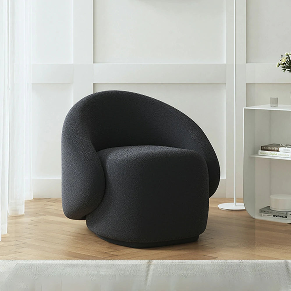LIVARA Single Sofa Chair, Sherpa Fleece Upholstery, High-Density Sponge, Solid Wood Frame, Arc Springs & Straps, Soft & Durable Comfort - Black