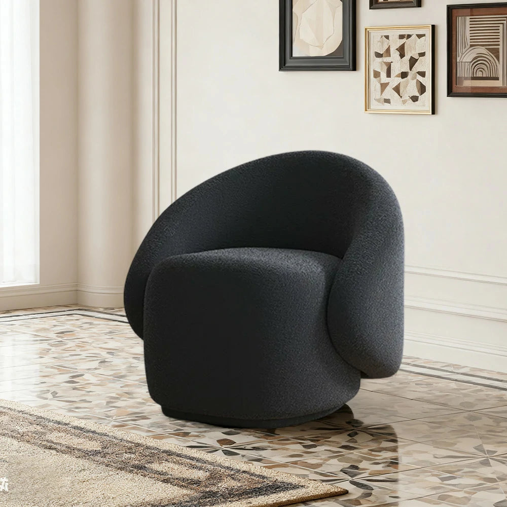 LIVARA Single Sofa Chair, Sherpa Fleece Upholstery, High-Density Sponge, Solid Wood Frame, Arc Springs & Straps, Soft & Durable Comfort - Black