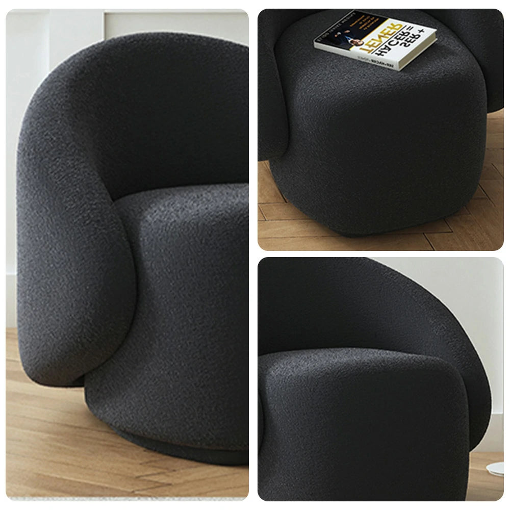 LIVARA Single Sofa Chair, Sherpa Fleece Upholstery, High-Density Sponge, Solid Wood Frame, Arc Springs & Straps, Soft & Durable Comfort - Black