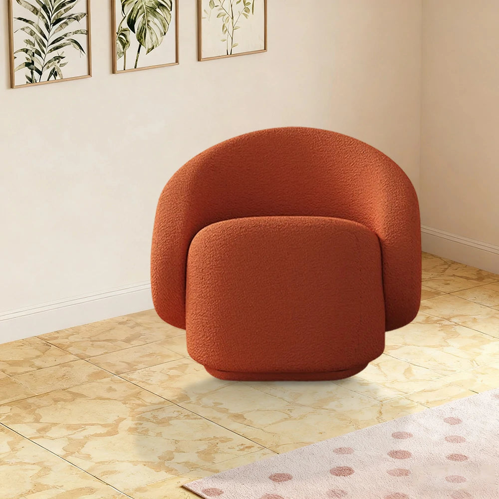 LIVARA Single Sofa Chair, Sherpa Fleece Upholstery, High-Density Sponge, Solid Wood Frame, Arc Springs & Straps, Soft & Durable Comfort - Orange