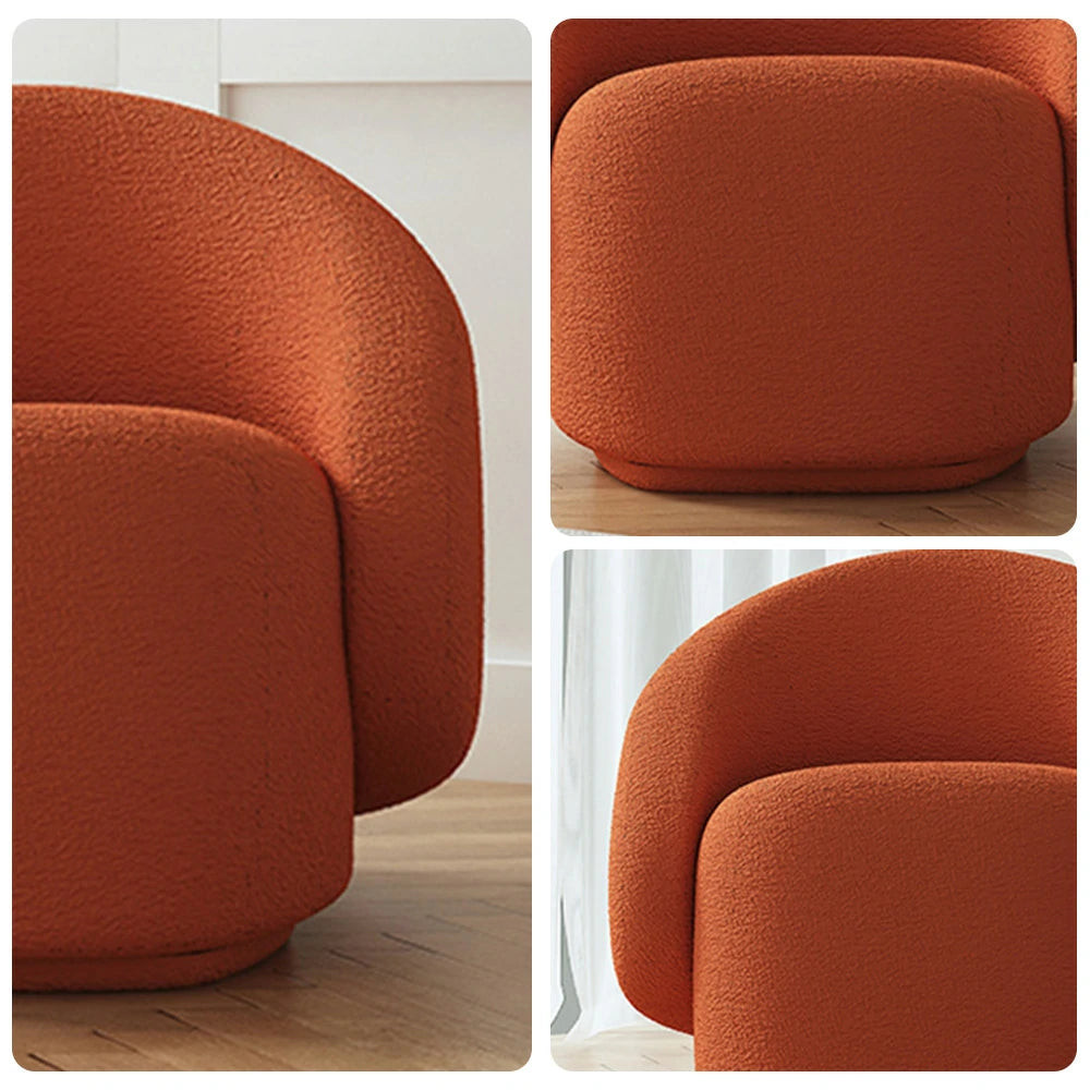 LIVARA Single Sofa Chair, Sherpa Fleece Upholstery, High-Density Sponge, Solid Wood Frame, Arc Springs & Straps, Soft & Durable Comfort - Orange