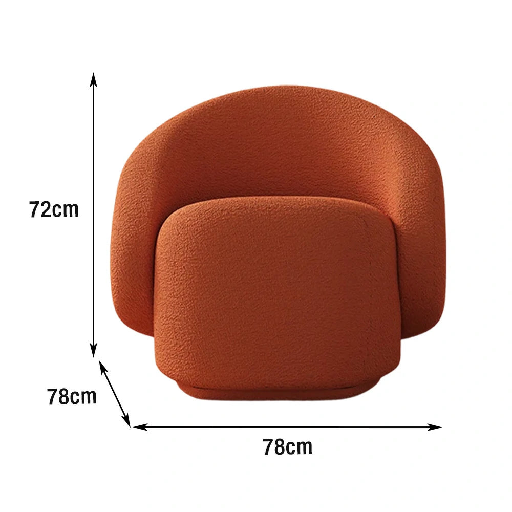 LIVARA Single Sofa Chair, Sherpa Fleece Upholstery, High-Density Sponge, Solid Wood Frame, Arc Springs & Straps, Soft & Durable Comfort - Orange