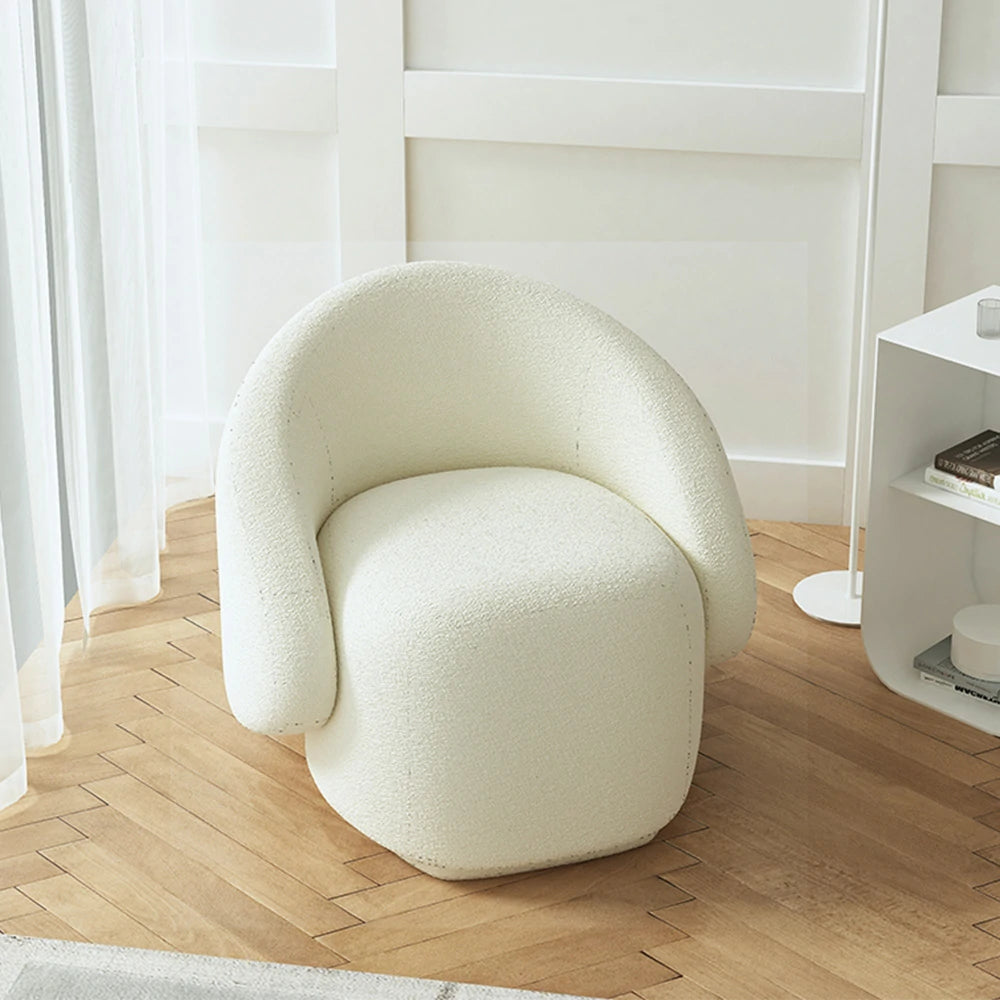 LIVARA Single Sofa Chair, Sherpa Fleece Upholstery, High-Density Sponge, Solid Wood Frame, Arc Springs & Straps, Soft & Durable Comfort - White