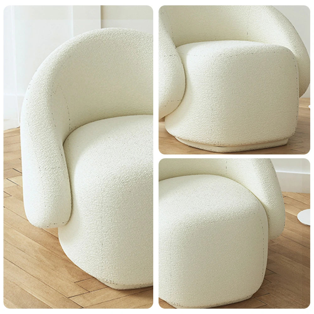 LIVARA Single Sofa Chair, Sherpa Fleece Upholstery, High-Density Sponge, Solid Wood Frame, Arc Springs & Straps, Soft & Durable Comfort - White