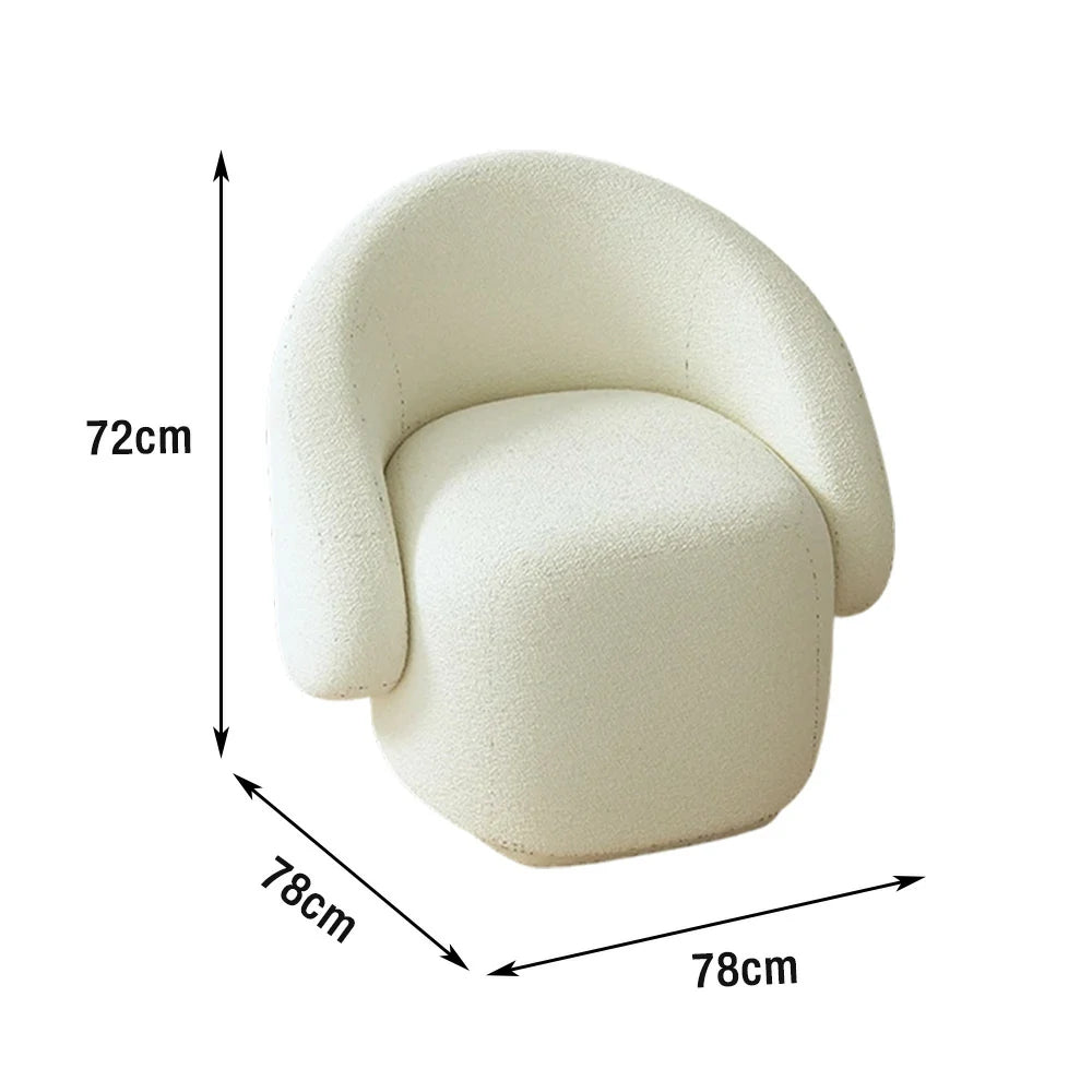 LIVARA Single Sofa Chair, Sherpa Fleece Upholstery, High-Density Sponge, Solid Wood Frame, Arc Springs & Straps, Soft & Durable Comfort - White