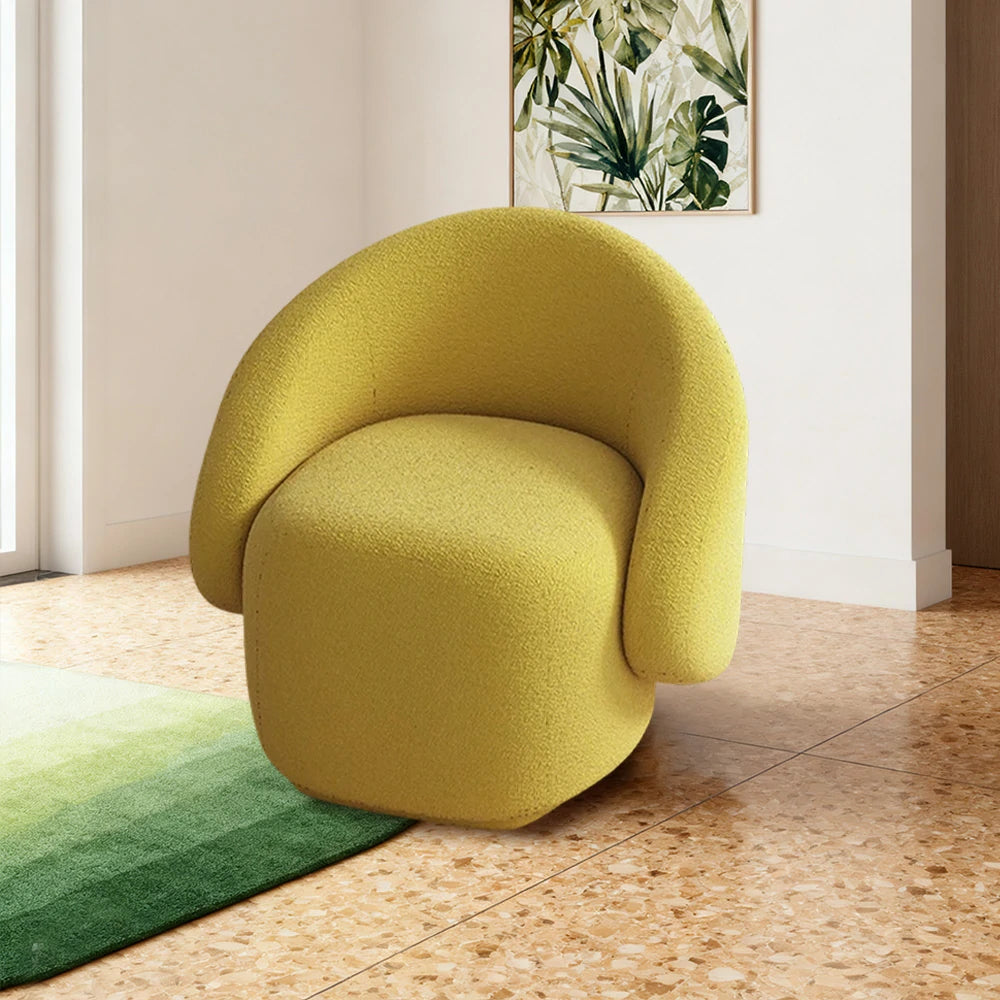 LIVARA Single Sofa Chair, Sherpa Fleece Upholstery, High-Density Sponge, Solid Wood Frame, Arc Springs & Straps, Soft & Durable Comfort - Yellow