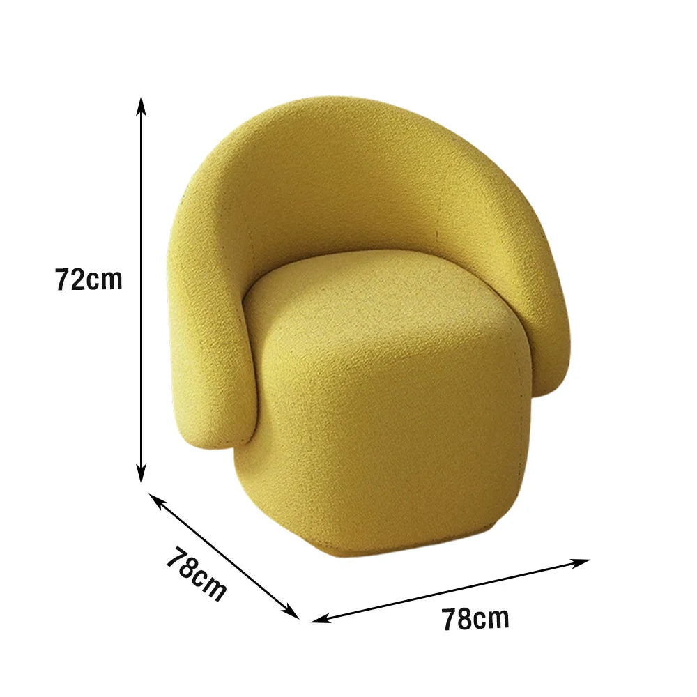 LIVARA Single Sofa Chair, Sherpa Fleece Upholstery, High-Density Sponge, Solid Wood Frame, Arc Springs & Straps, Soft & Durable Comfort - Yellow