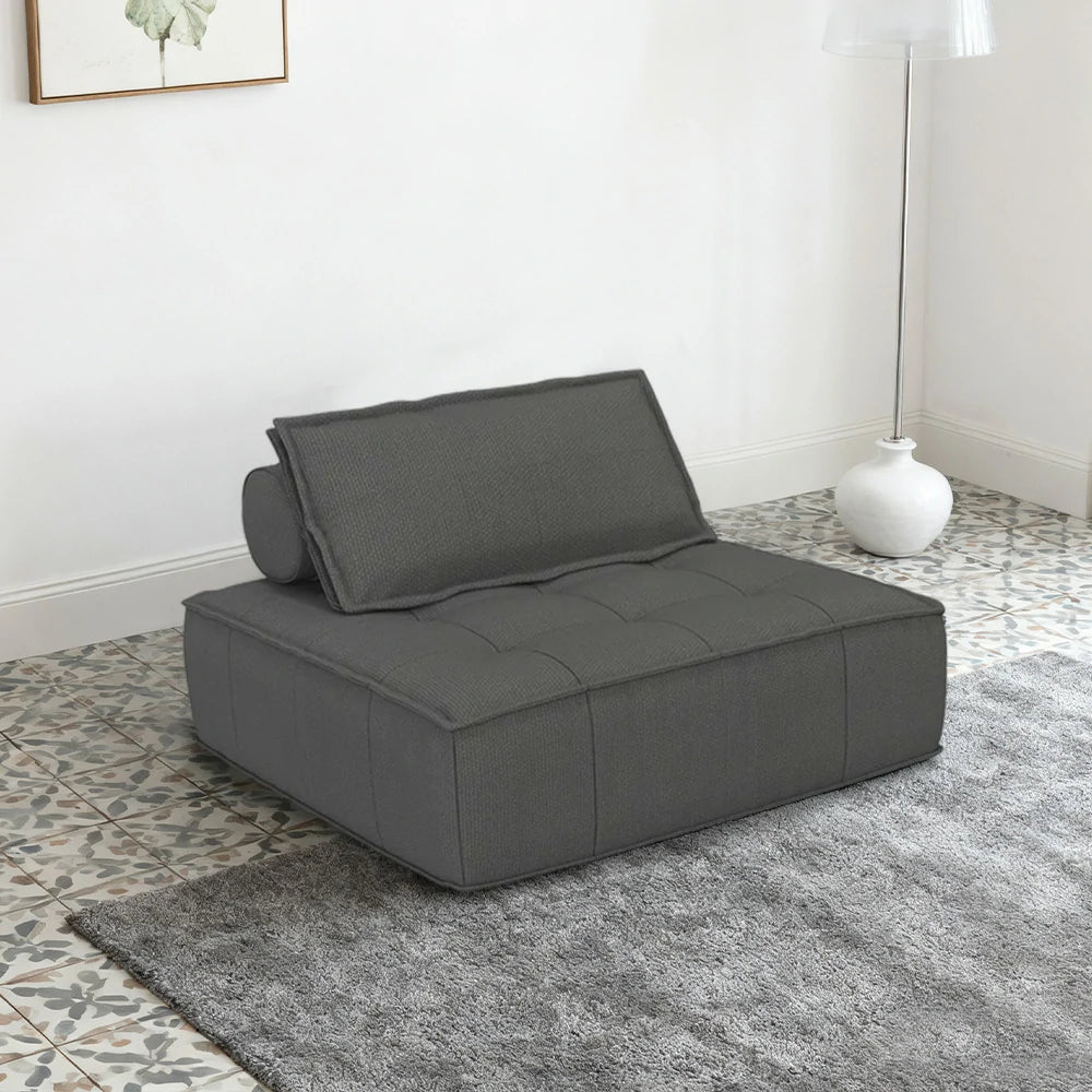 LIVARA Single Sofa Chair, Cotton-Linen Upholstery, High-Density Sponge with Latex Layer, Independent Spring Seat, Supportive & Comfortable Design - Grey