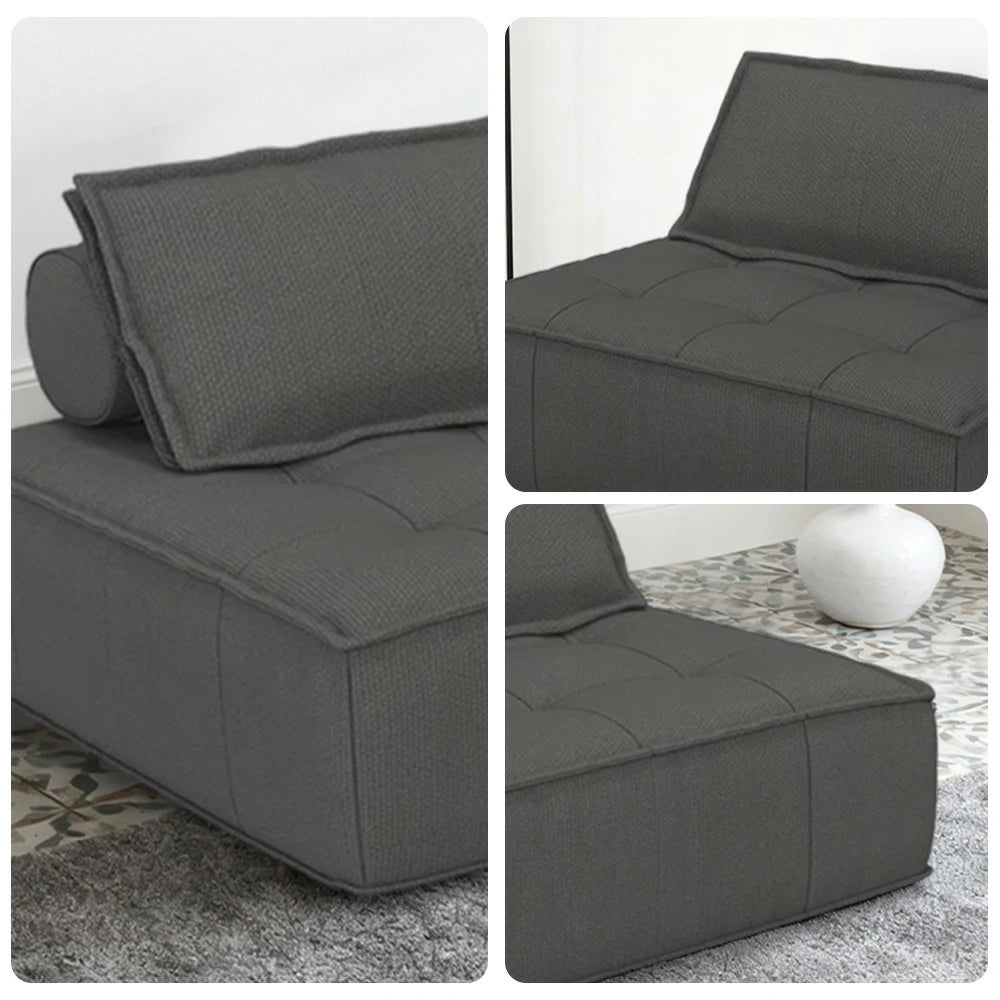 LIVARA Single Sofa Chair, Cotton-Linen Upholstery, High-Density Sponge with Latex Layer, Independent Spring Seat, Supportive & Comfortable Design - Grey