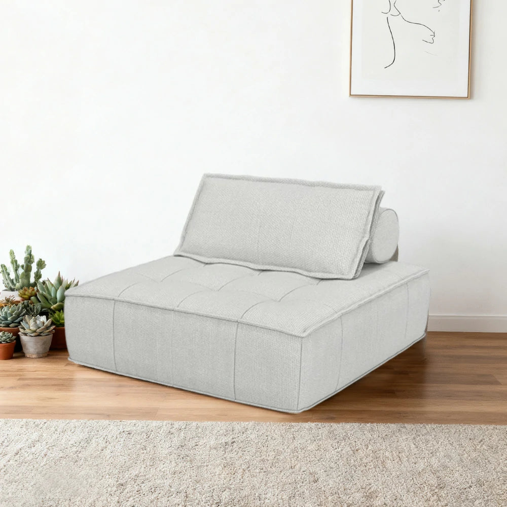 LIVARA Single Sofa Chair, Cotton-Linen Upholstery, High-Density Sponge with Latex Layer, Independent Spring Seat, Supportive & Comfortable Design - White