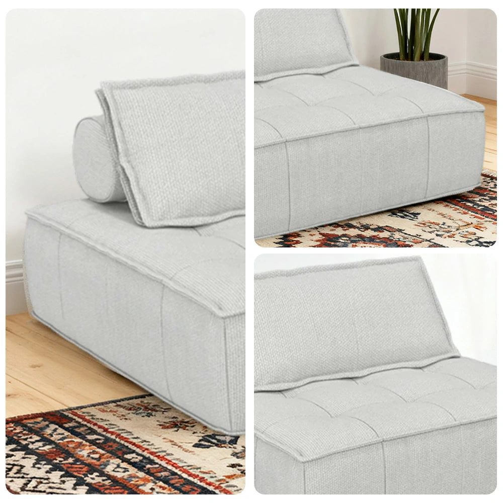 LIVARA Single Sofa Chair, Cotton-Linen Upholstery, High-Density Sponge with Latex Layer, Independent Spring Seat, Supportive & Comfortable Design - White