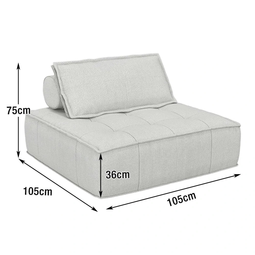 LIVARA Single Sofa Chair, Cotton-Linen Upholstery, High-Density Sponge with Latex Layer, Independent Spring Seat, Supportive & Comfortable Design - White