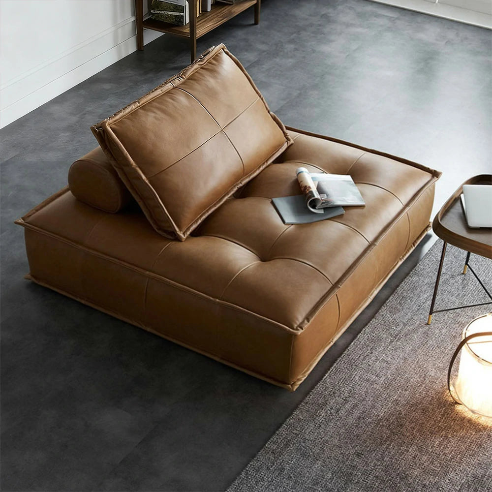 LIVARA Single Sofa Chair, PU Leather Upholstery, High-Density Sponge with Latex Layer, Independent Spring Seat, Supportive & Comfortable Design - Brown