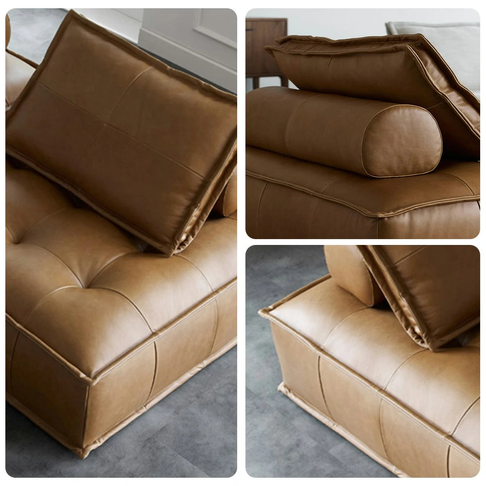 LIVARA Single Sofa Chair, PU Leather Upholstery, High-Density Sponge with Latex Layer, Independent Spring Seat, Supportive & Comfortable Design - Brown