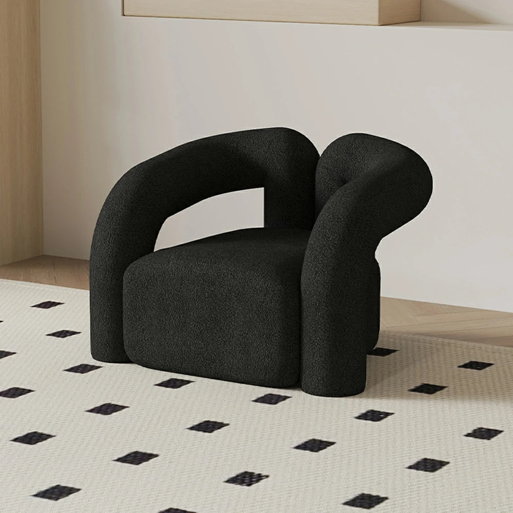 LIVARA 83/180cm Sofa Sherpa Fleece Upholstered, Ergonomic Curved Design, High-Density Sponge, Soft Touch, Durable Comfort - Black