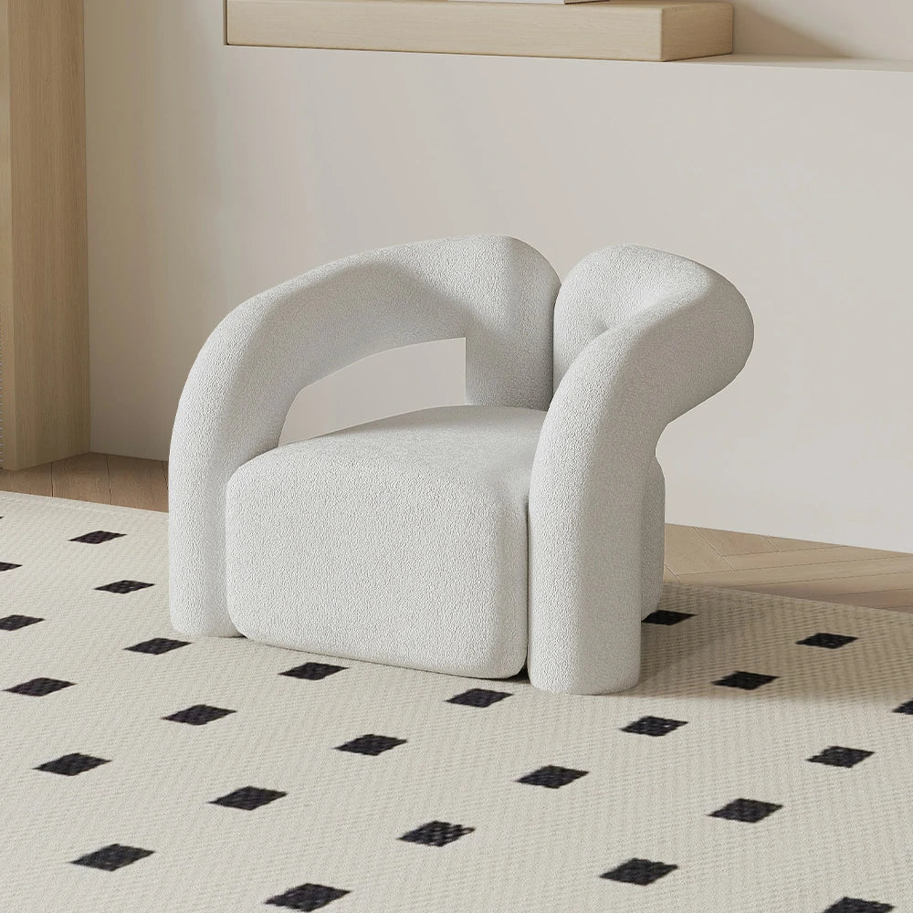 LIVARA 83/180cm Sofa Sherpa Fleece Upholstered, Ergonomic Curved Design, High-Density Sponge, Soft Touch, Durable Comfort - White