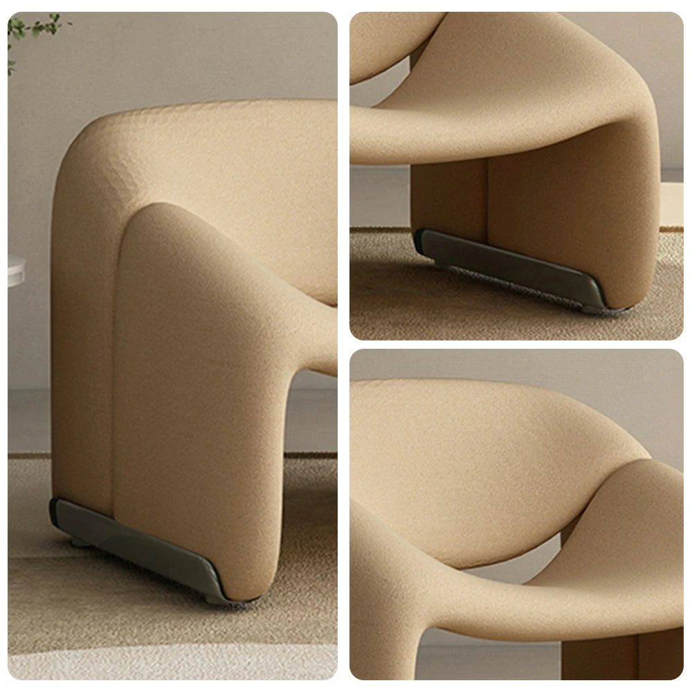 LIVARA Single Sofa Chair, Sherpa Fleece Upholstery, Contemporary Curved Frame, Resilient High-Density Cushion, Cozy Seating, Sturdy & Stylish - Brown