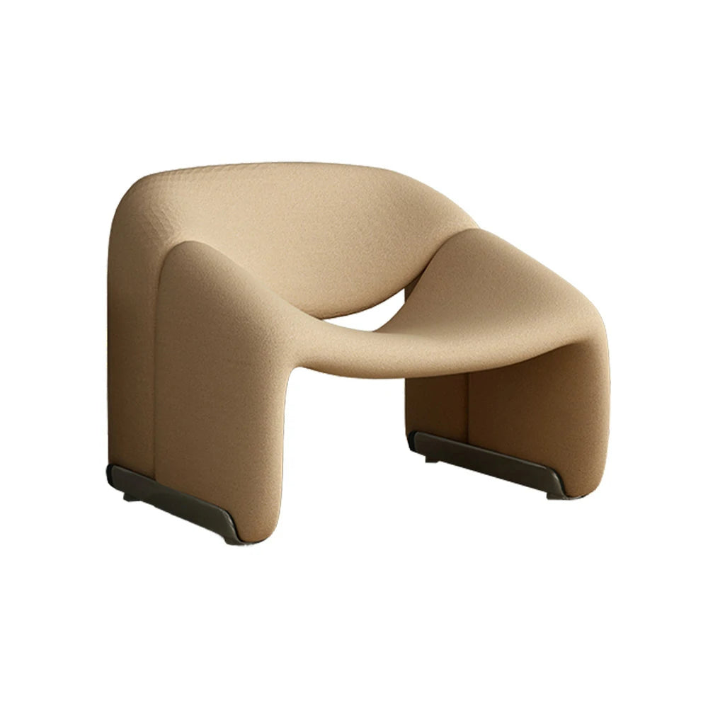 LIVARA Single Sofa Chair, Sherpa Fleece Upholstery, Contemporary Curved Frame, Resilient High-Density Cushion, Cozy Seating, Sturdy & Stylish - Brown