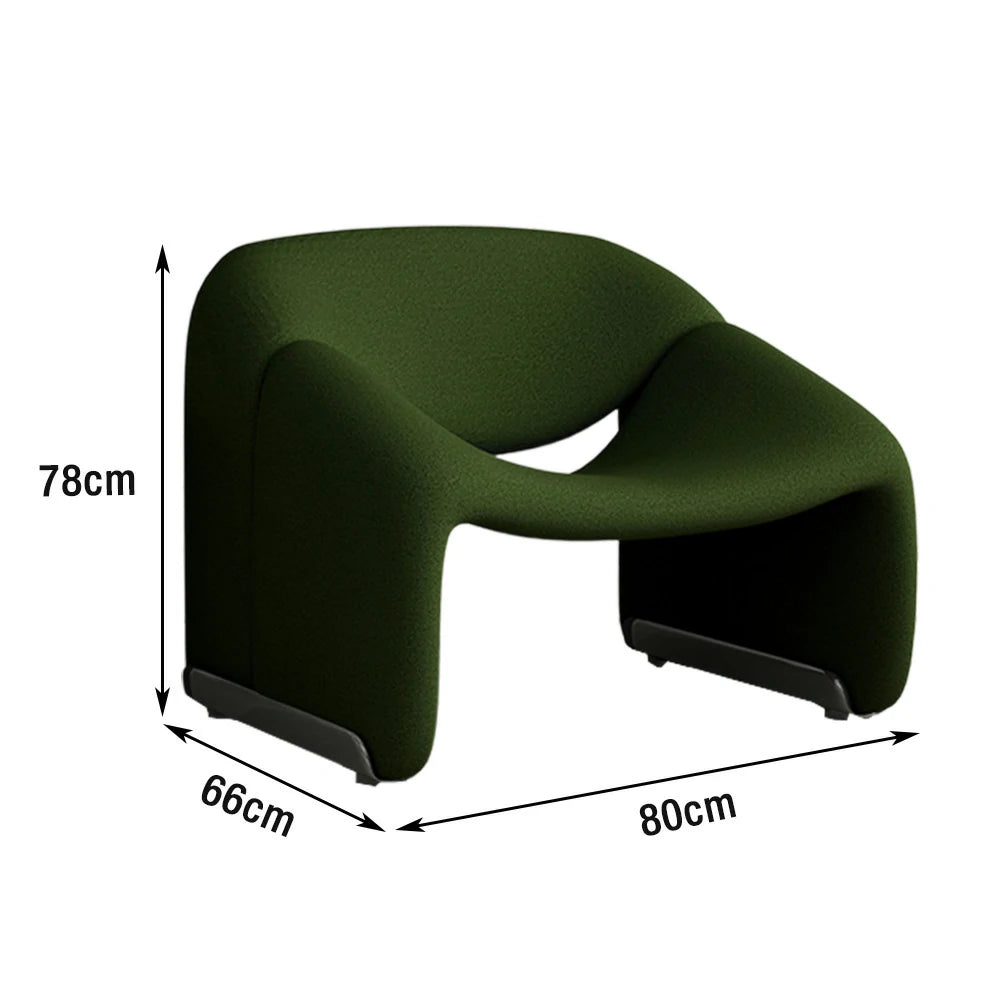 LIVARA Single Sofa Chair, Sherpa Fleece Upholstery, Contemporary Curved Frame, Resilient High-Density Cushion, Cozy Seating, Sturdy & Stylish - Green