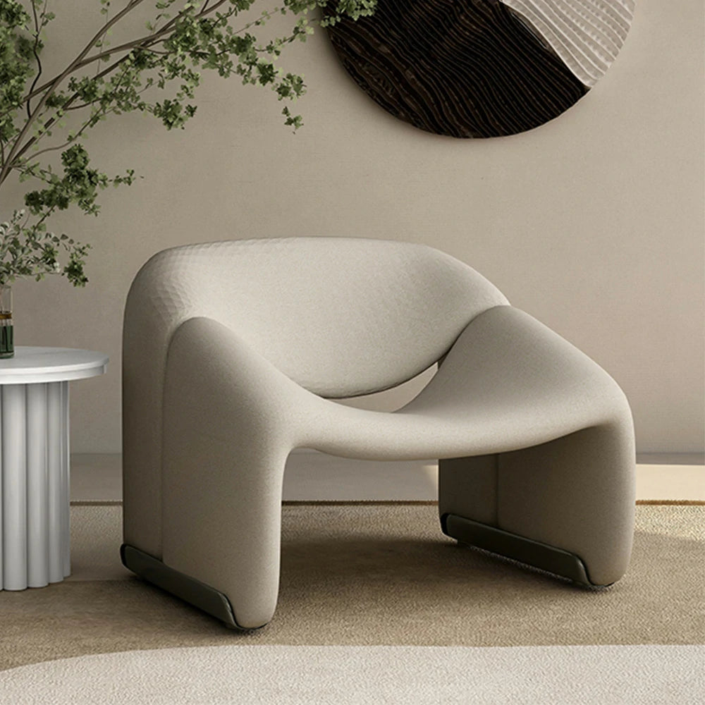 LIVARA Single Sofa Chair, Sherpa Fleece Upholstery, Contemporary Curved Frame, Resilient High-Density Cushion, Cozy Seating, Sturdy & Stylish - Grey