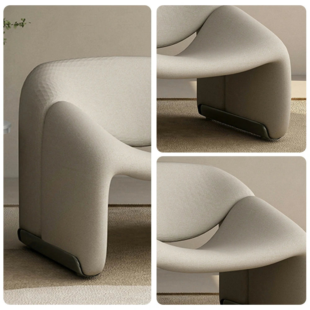 LIVARA Single Sofa Chair, Sherpa Fleece Upholstery, Contemporary Curved Frame, Resilient High-Density Cushion, Cozy Seating, Sturdy & Stylish - Grey