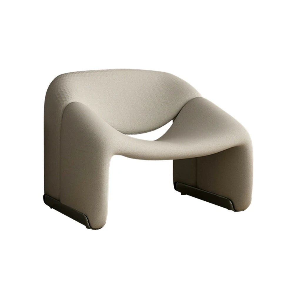 LIVARA Single Sofa Chair, Sherpa Fleece Upholstery, Contemporary Curved Frame, Resilient High-Density Cushion, Cozy Seating, Sturdy & Stylish - Grey