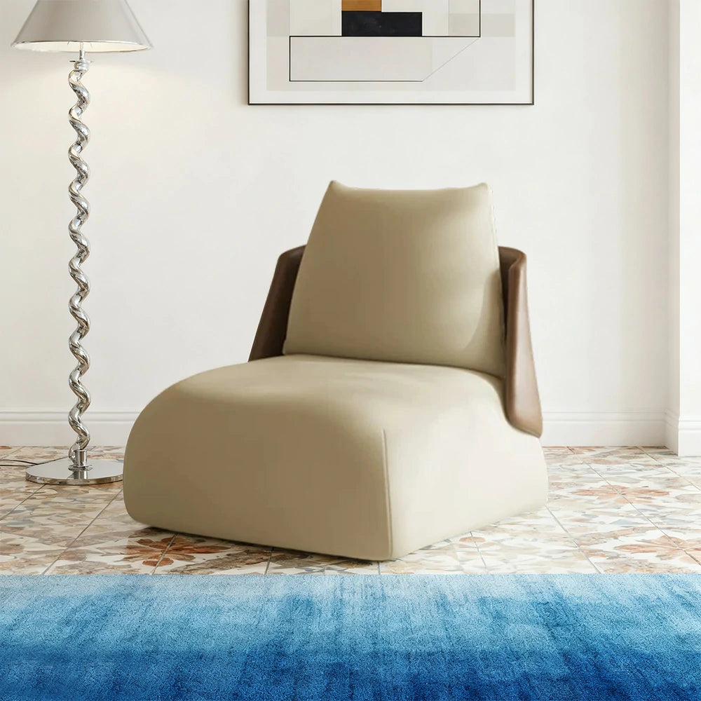 LIVARA Single Sofa Chair, PU Leather Upholstery, Ergonomic Low-Profile Design, High-Density Sponge Cushion, Sturdy & Comfortable Seating - White