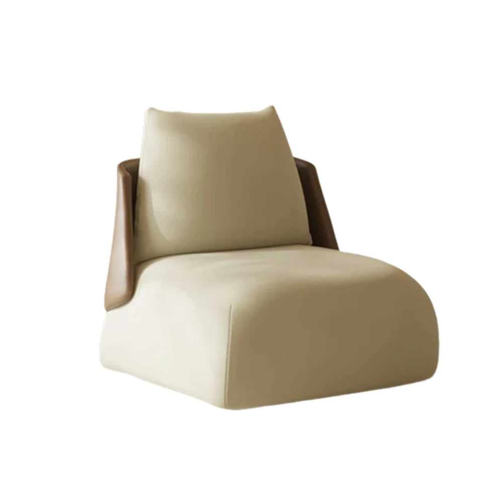 LIVARA Single Sofa Chair, PU Leather Upholstery, Ergonomic Low-Profile Design, High-Density Sponge Cushion, Sturdy & Comfortable Seating - White