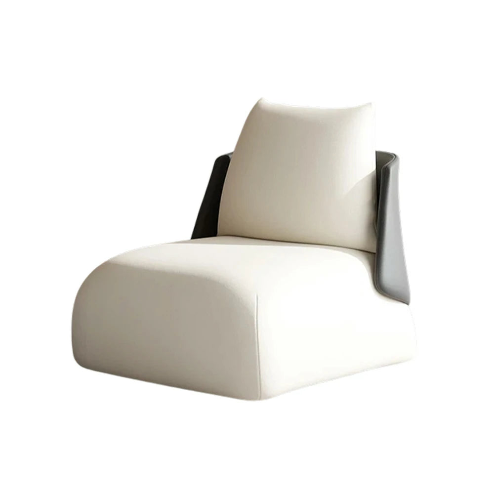 LIVARA Single Sofa Chair, PU Leather Upholstery, Ergonomic Low-Profile Design, High-Density Sponge Cushion, Sturdy & Comfortable Seating - Black & White