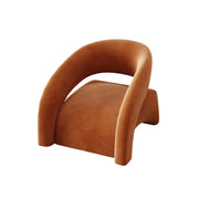 LIVARA Single Sofa Chair, Velvet Upholstery, Modern Curved Design, High-Density Sponge Cushion, Soft & Supportive, Stylish Comfort - Coffee