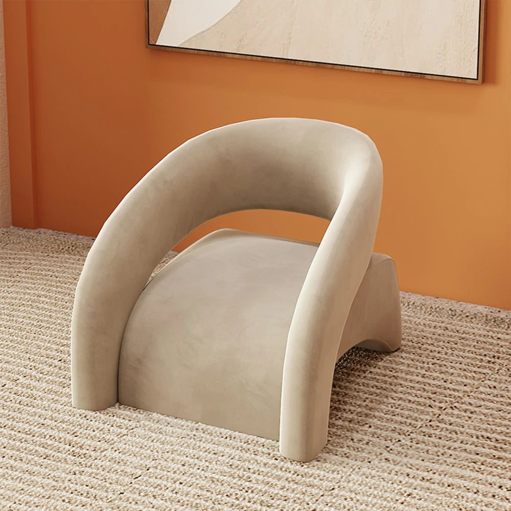 LIVARA Single Sofa Chair, Velvet Upholstery, Modern Curved Design, High-Density Sponge Cushion, Soft & Supportive, Stylish Comfort - Grey