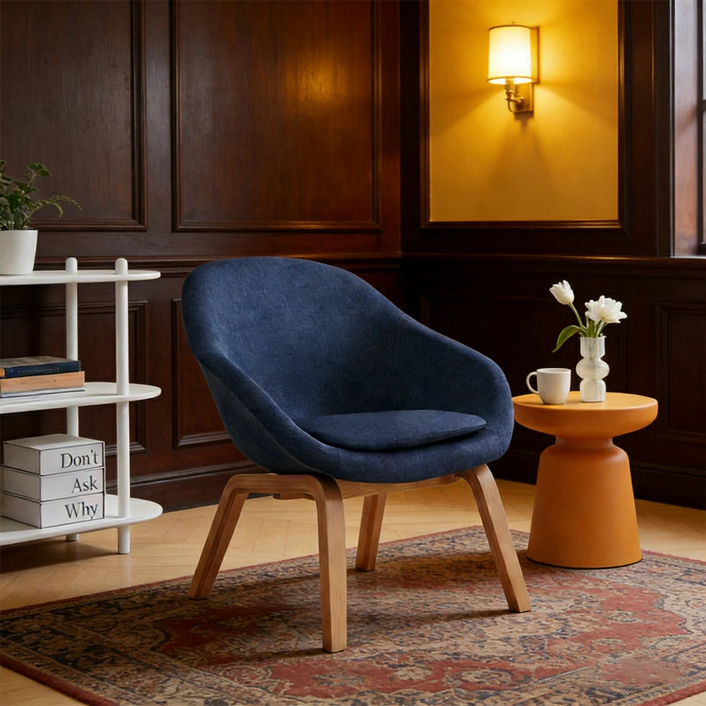 LIVARA Accent Chair - Ergonomic Pressure-Relief Design - Reinforced Solid Wood Frame - High-Density Foam & Cotton-Linen Upholstery - Blue