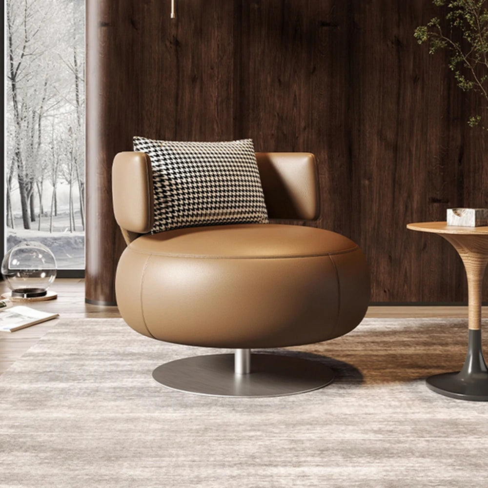 LIVARA Swivel Chair Soft Silicone Leather UTTP Honeycomb Foam High Resilience Modern Design - Brown