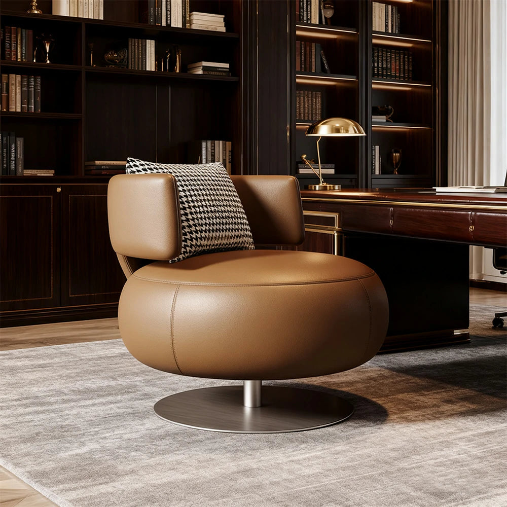 LIVARA Swivel Chair Soft Silicone Leather UTTP Honeycomb Foam High Resilience Modern Design - Brown
