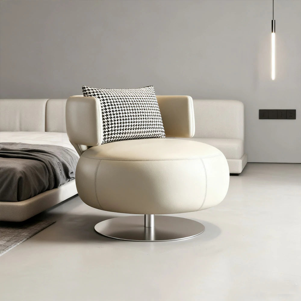 LIVARA Swivel Chair Soft Silicone Leather UTTP Honeycomb Foam High Resilience Modern Design - Beige