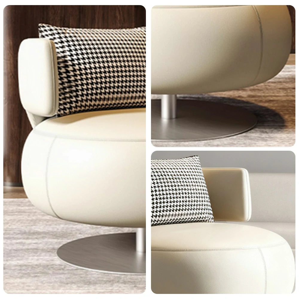 LIVARA Swivel Chair Soft Silicone Leather UTTP Honeycomb Foam High Resilience Modern Design - Beige